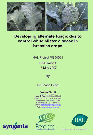Developing alternate fungicides to control white blister disease in brassica crops- 2007