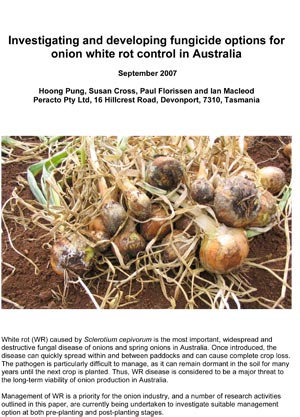 Investigating and developing fungicide options for onion white rot control in Australia - September 2007