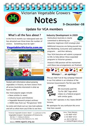 Vegetables Victoria Website Industry Development 