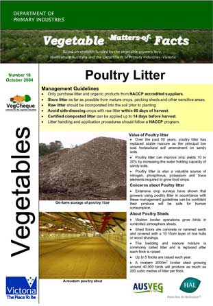 Matters of Facts #16 Poultry Litter, Chicken Manure, Fowl Manure October 2004