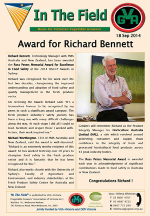 Richard Bennett - Ross Peters Award
