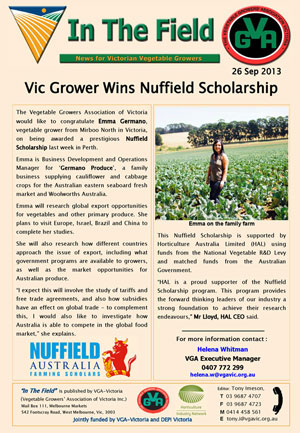 Vic Grower Wins Nuffield Scholarship