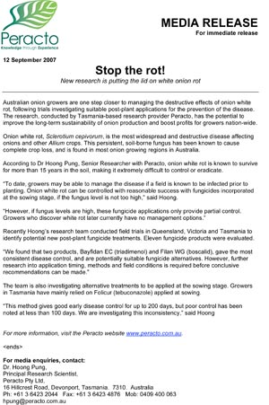 Stop the Rot - Media Release