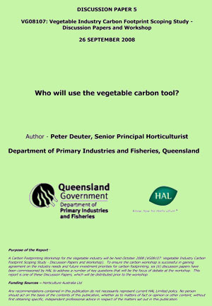 Who will use the vegetable carbon tool - September 2008