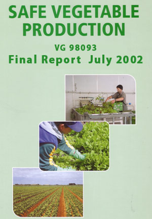 Identification and quantification of
hazards and risks to human health in the vegetable industry - 2002