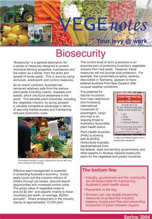 Biosecurity for the Vegetable Industry