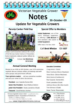 Parsnip Canker Field Day Annual General Meeting AGM United Equipment special offer