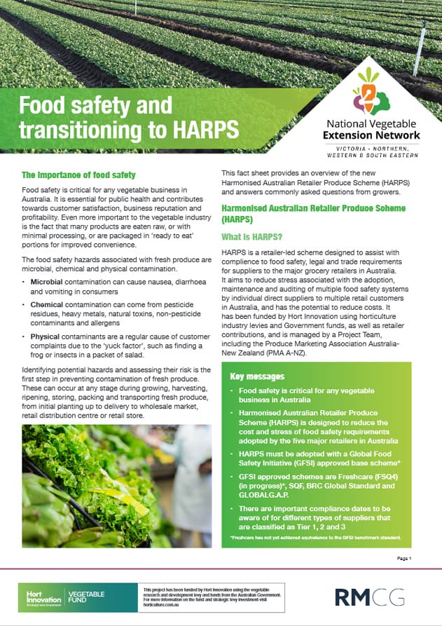 Food safety and transitioning to HARPS