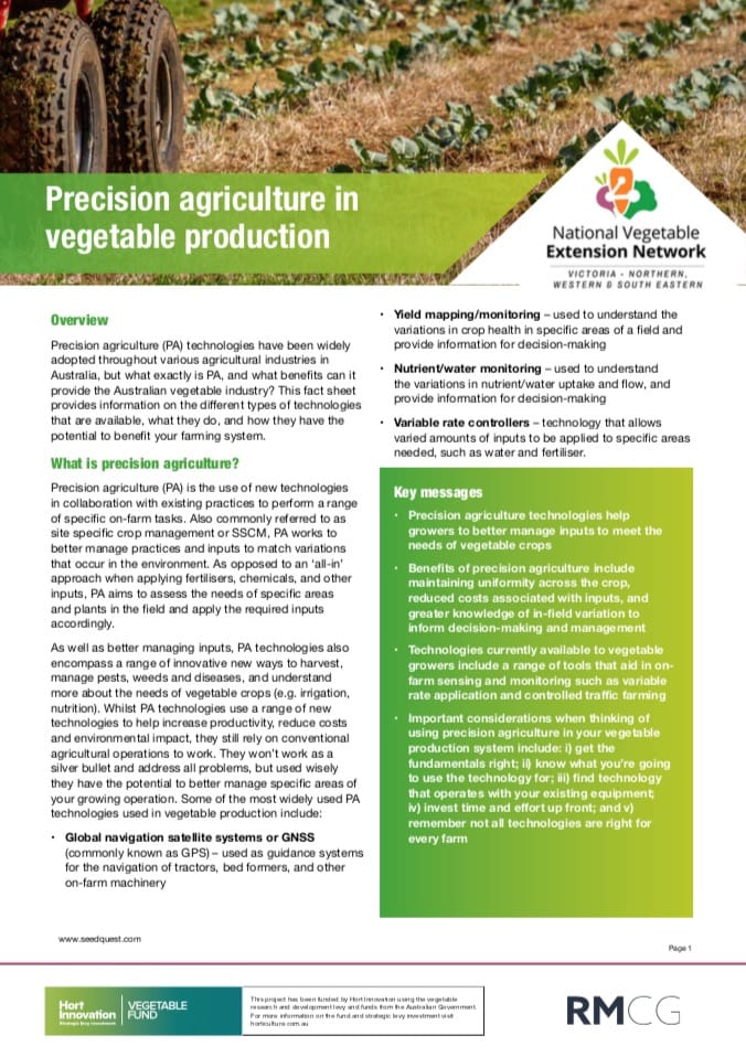 Precision agriculture in vegetable production