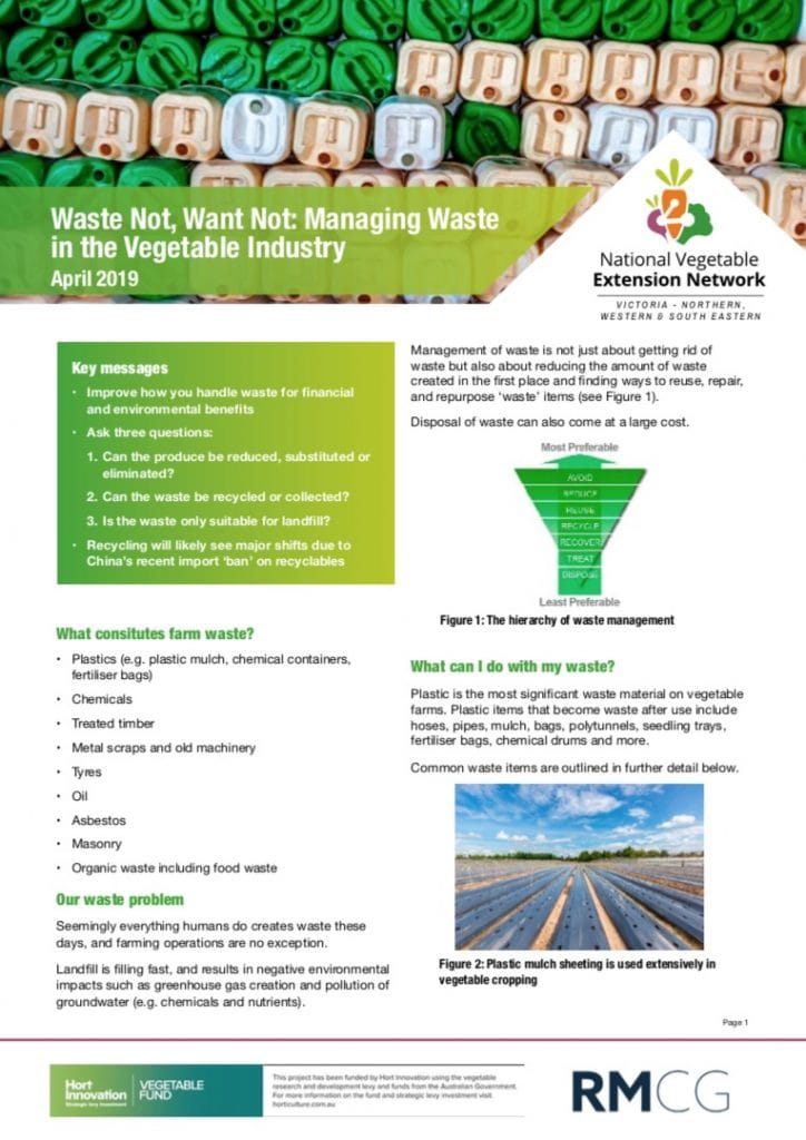 Waste Not, Want Not: Managing Waste in the Vegetable Industry