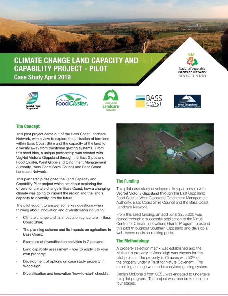 Climate change land capacity and capability project - Pilot
