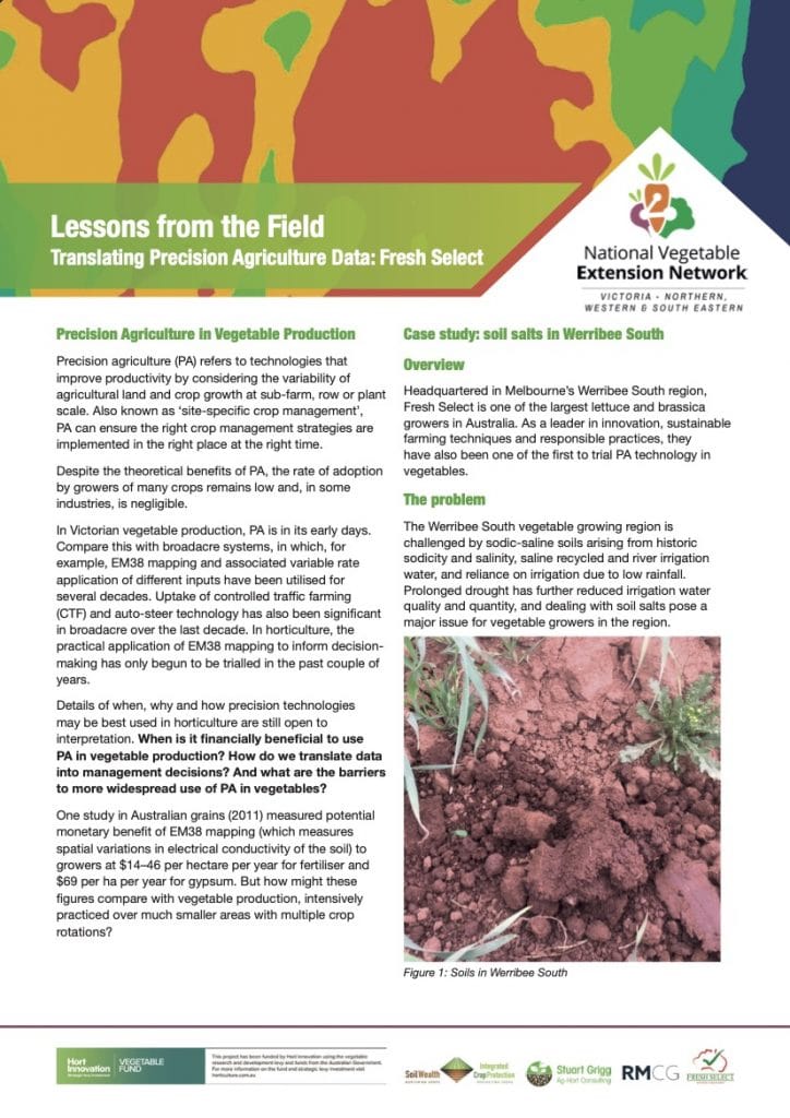 Translating Precision Agriculture (PA) Data Case Study - Fresh Select